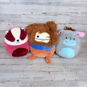 Lot Of 3 Squishmallows BigFoot w/ Blue Scarf, Disney Eeyore, Matias The Badger